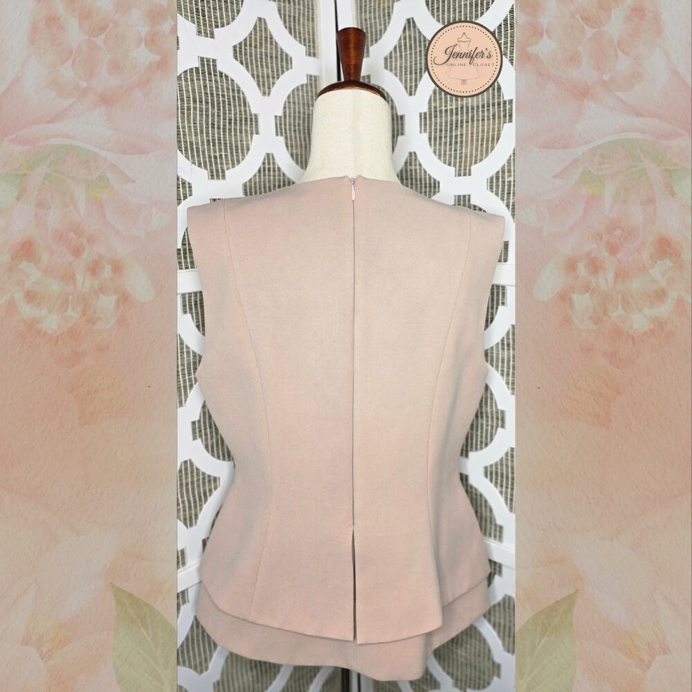 BCBGMaxAzria Bare Pink Layered V-Neck Sleeveless Peplum Top Size Large - Picture 6 of 13